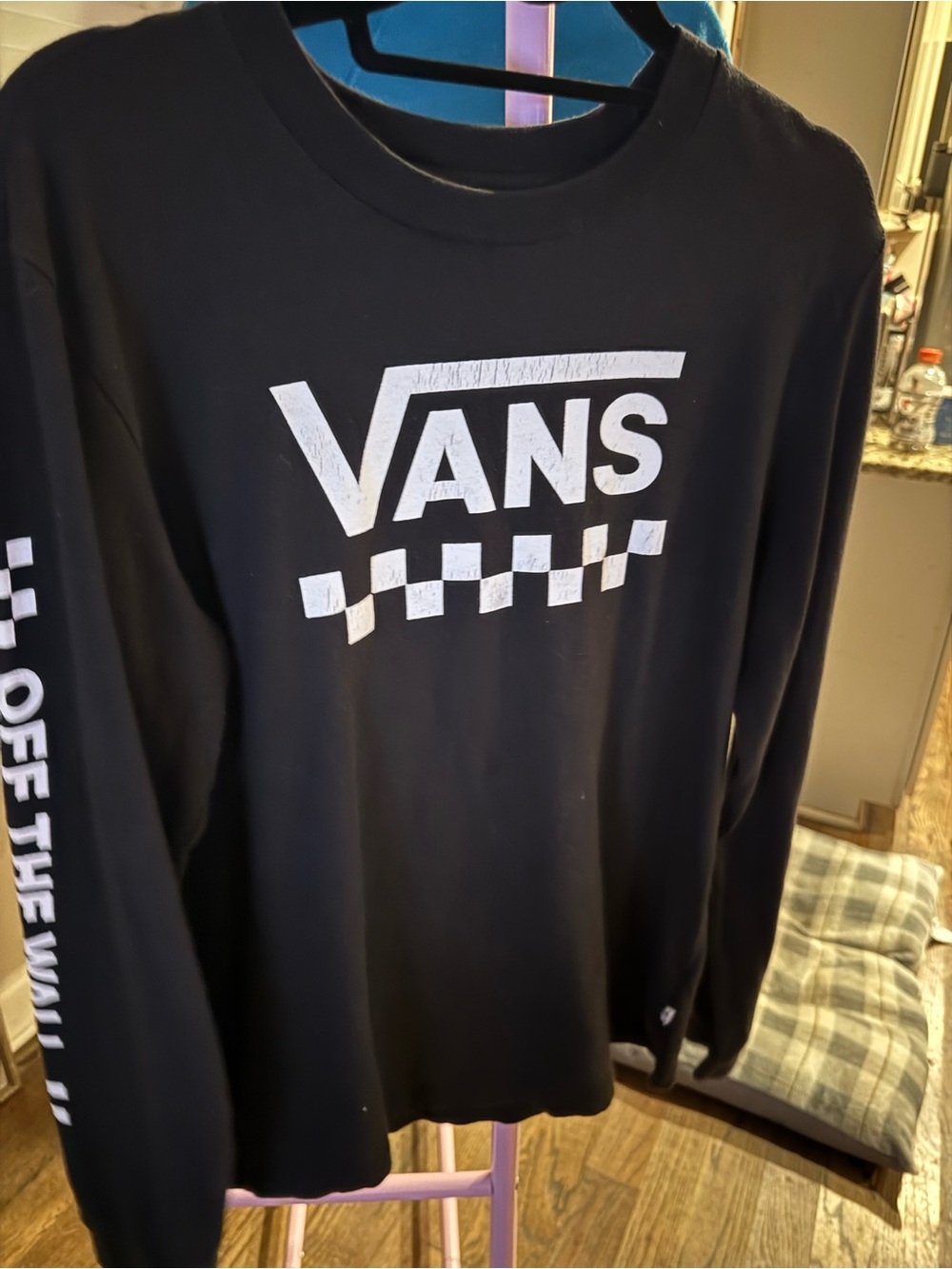 Vans Black Crewneck Sweatshirt with White Logo and Checker